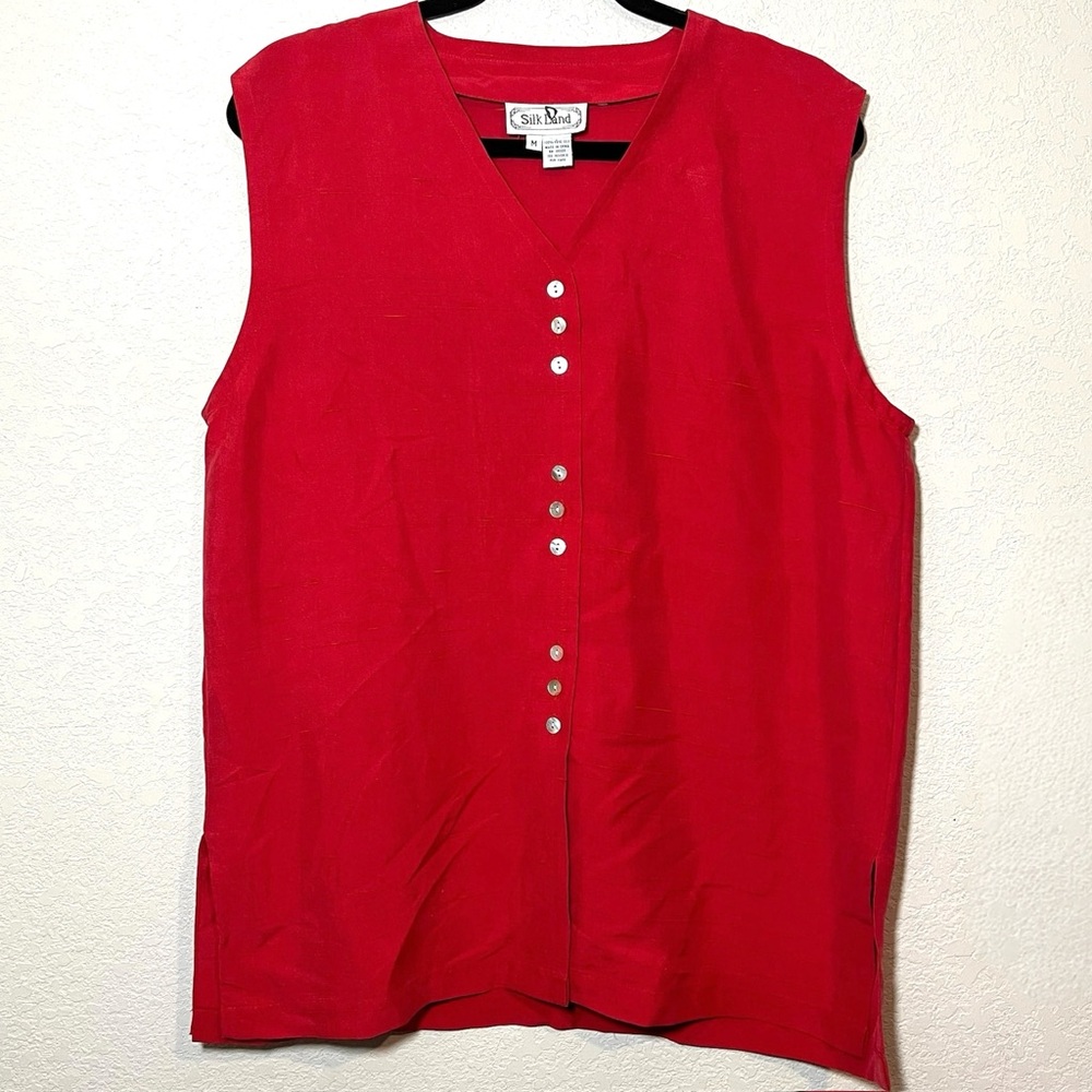 Vintage 90s Silk Land Sleeveless Tunic Vest Top